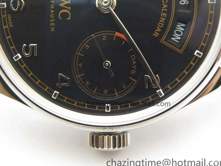 MIROTIME 0505 Portuguese Real PR Real Annual Calendar IW503502 ZF 1:1 Best Edition Black Dial Steel Markers on Black Leather Strap A StreetReady 7134
